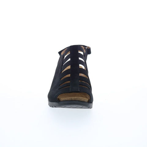Comfortiva Alana CT0036101 Womens Black Wide Nubuck Wedges Sandals Shoes