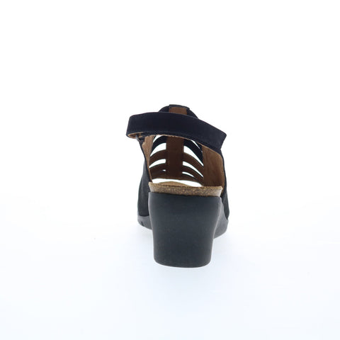 Comfortiva Alana CT0036101 Womens Black Wide Nubuck Wedges Sandals Shoes