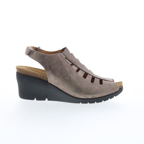 Comfortiva Alana CT0036190 Womens Gray Suede Strap Wedges Sandals Shoes
