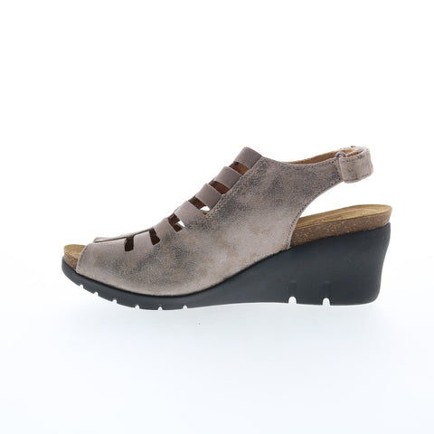 Comfortiva Alana CT0036190 Womens Gray Suede Strap Wedges Sandals Shoes