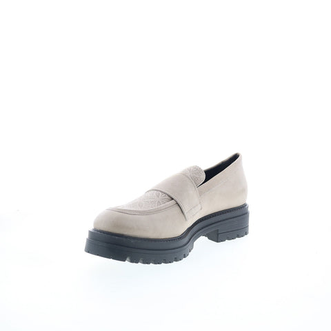 Miz Mooz Daria Womens Beige Leather Slip On Loafer Flats Shoes