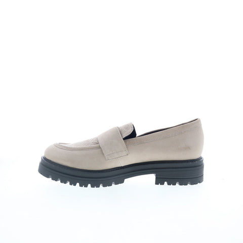 Miz Mooz Daria Womens Beige Leather Slip On Loafer Flats Shoes