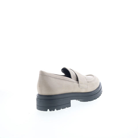 Miz Mooz Daria Womens Beige Leather Slip On Loafer Flats Shoes