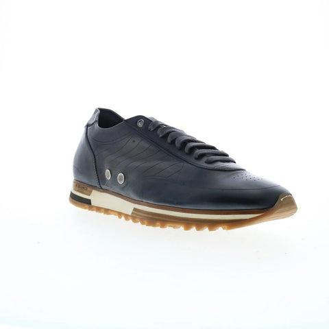 Di Bianco Daytona Laser Sella Mens Black Leather Lifestyle Sneakers Shoes