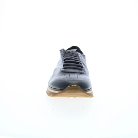 Di Bianco Daytona Laser Sella Mens Black Leather Lifestyle Sneakers Shoes