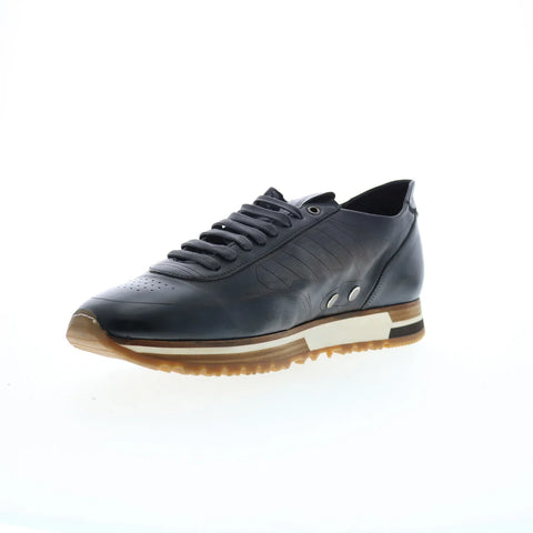 Di Bianco Daytona Laser Sella Mens Black Leather Lifestyle Sneakers Shoes