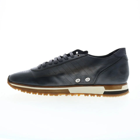 Di Bianco Daytona Laser Sella Mens Black Leather Lifestyle Sneakers Shoes