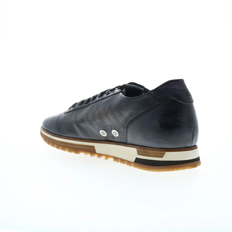 Di Bianco Daytona Laser Sella Mens Black Leather Lifestyle Sneakers Shoes