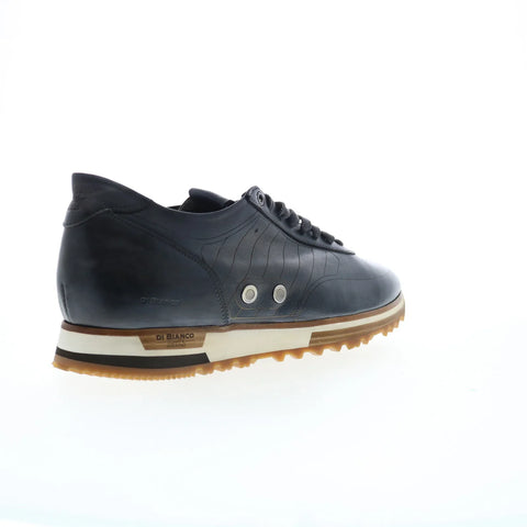 Di Bianco Daytona Laser Sella Mens Black Leather Lifestyle Sneakers Shoes