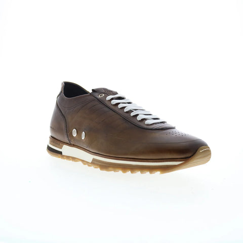 Di Bianco Daytona Laser Sella Mens Brown Leather Lifestyle Sneakers Shoes