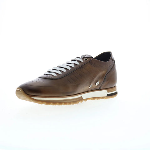 Di Bianco Daytona Laser Sella Mens Brown Leather Lifestyle Sneakers Shoes
