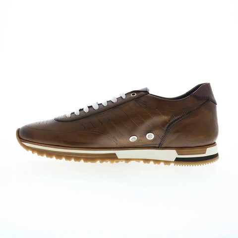 Di Bianco Daytona Laser Sella Mens Brown Leather Lifestyle Sneakers Shoes