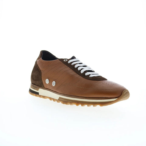 Di Bianco Daytona Cervo Mens Brown Leather Lace Up Lifestyle Sneakers Shoes