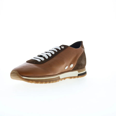 Di Bianco Daytona Cervo Mens Brown Leather Lace Up Lifestyle Sneakers Shoes