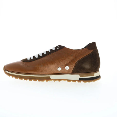 Di Bianco Daytona Cervo Mens Brown Leather Lace Up Lifestyle Sneakers Shoes