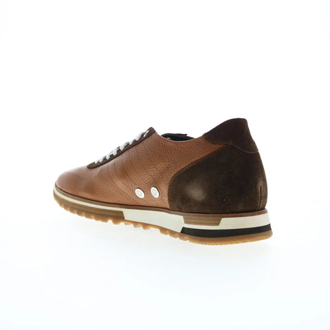 Di Bianco Daytona Cervo Mens Brown Leather Lace Up Lifestyle Sneakers Shoes