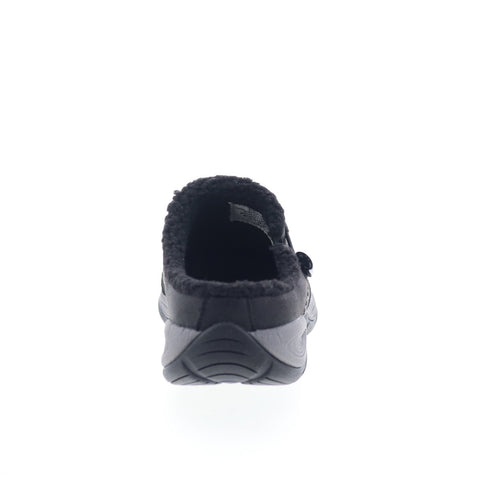 Easy Spirit Efrost SEEFROST Womens Black Extra Wide Suede Clog Flats Shoes