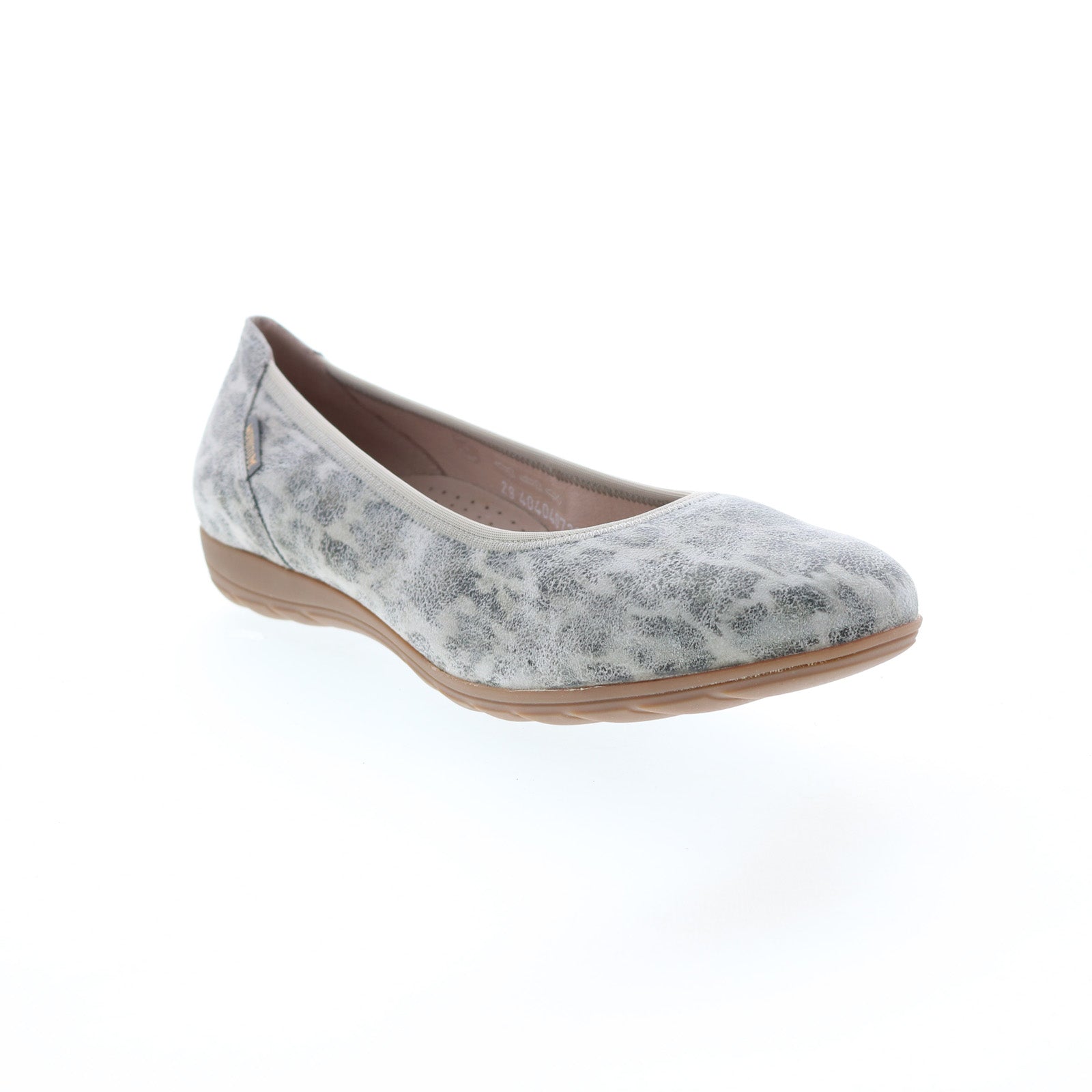 Mephisto Emilie Womens Gray Leather Slip On Ballet Flats Shoes