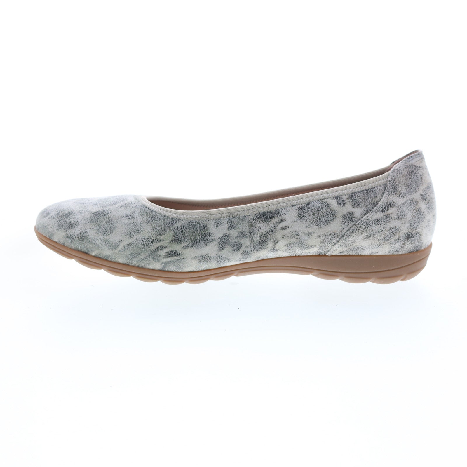 Mephisto Emilie Womens Gray Leather Slip On Ballet Flats Shoes