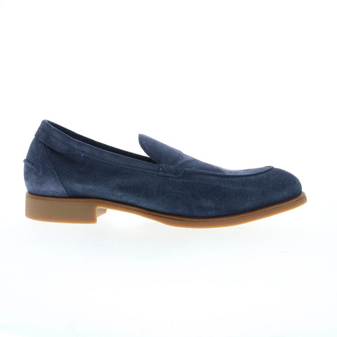 Di Bianco Etna Suede Mens Blue Suede Loafers & Slip Ons Casual Shoes