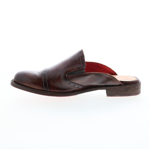 Bed Stu Jackie F346013 Womens Brown Leather Slip On Mules Flats Shoes