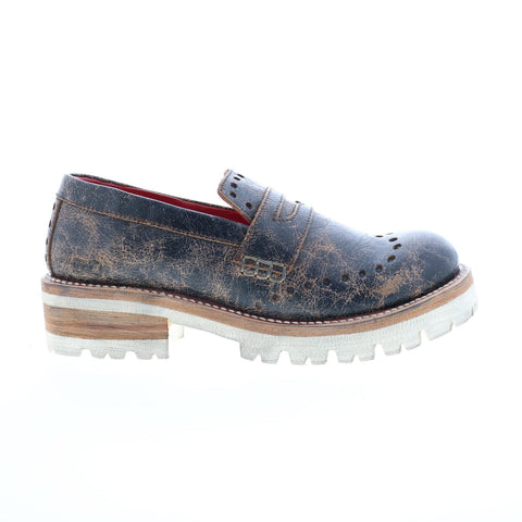 Bed Stu Glenda F346034 Womens Black Leather Loafers & Slip Ons Casual Shoes