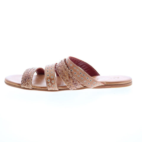 Bed Stu Henna F373043 Womens Brown Leather Slip On Slides Sandals Shoes