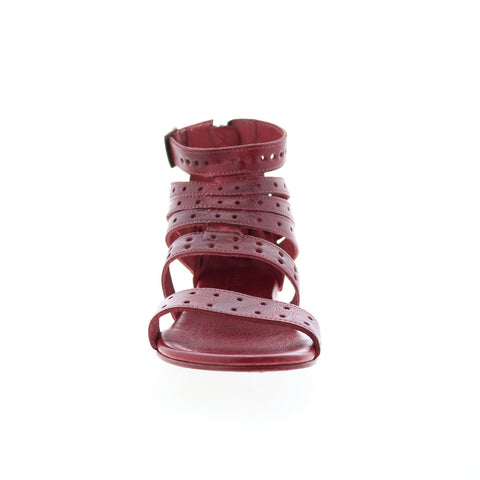 Bed Stu Artemis M F373159 Womens Red Leather Zipper Strap Sandals Shoes