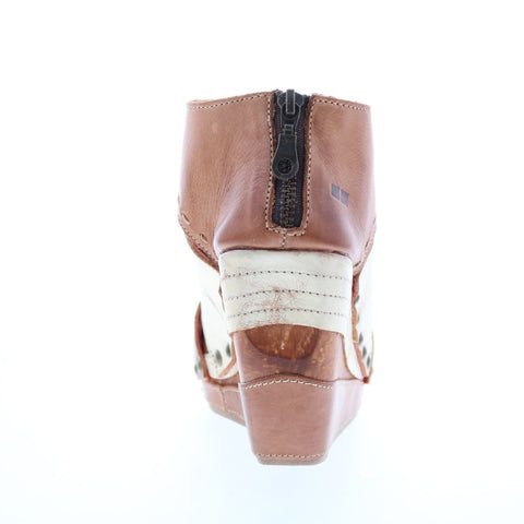 Bed Stu Jessie F386015 Womens Brown Leather Zipper Wedges Heels Shoes