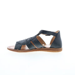 Miz Mooz Fascinate Womens Black Leather Hook & Loop Strap Sandals Shoes