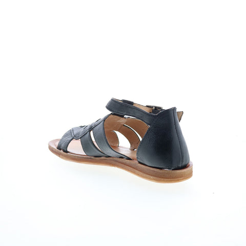 Miz Mooz Fascinate Womens Black Leather Hook & Loop Strap Sandals Shoes