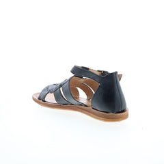 Miz Mooz Fascinate Womens Black Leather Hook & Loop Strap Sandals Shoes