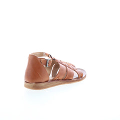 Miz Mooz Fascinate Womens Brown Leather Hook & Loop Strap Sandals Shoes