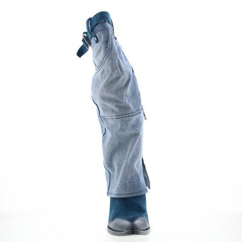 A.S. 98 Favro Womens Blue Canvas Zipper Knee High Boots