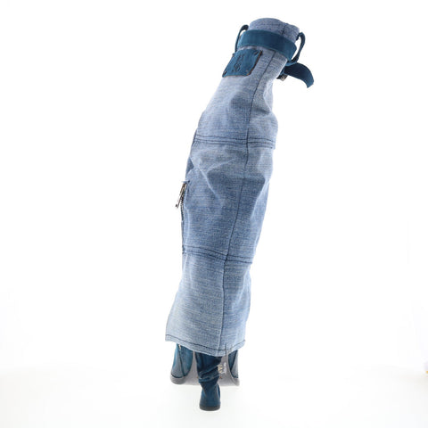 A.S. 98 Favro Womens Blue Canvas Zipper Knee High Boots