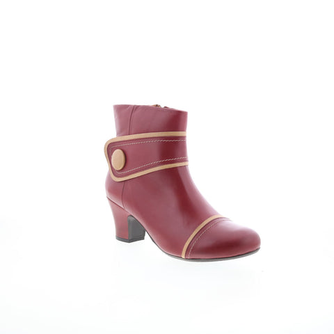 Miz Mooz Feisty Womens Burgundy Leather Zipper Ankle & Booties Boots