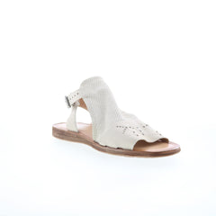 Miz Mooz Fifi Womens Beige Leather Hook & Loop Strap Sandals Shoes