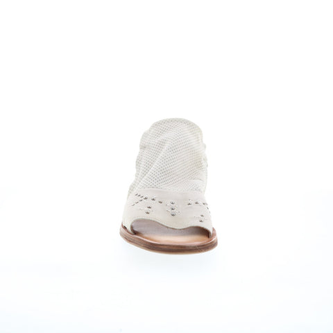 Miz Mooz Fifi Womens Beige Leather Hook & Loop Strap Sandals Shoes