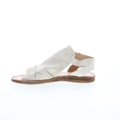 Miz Mooz Fifi Womens Beige Leather Hook & Loop Strap Sandals Shoes