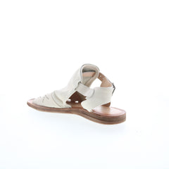 Miz Mooz Fifi Womens Beige Leather Hook & Loop Strap Sandals Shoes