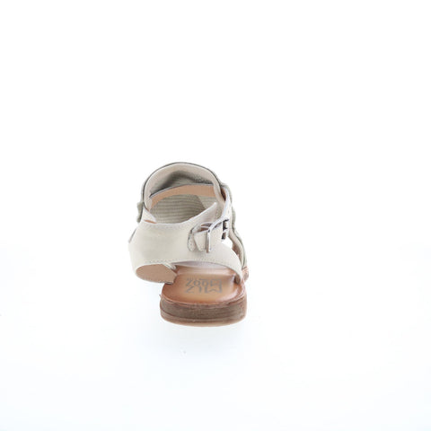 Miz Mooz Fifi Womens Beige Leather Hook & Loop Strap Sandals Shoes