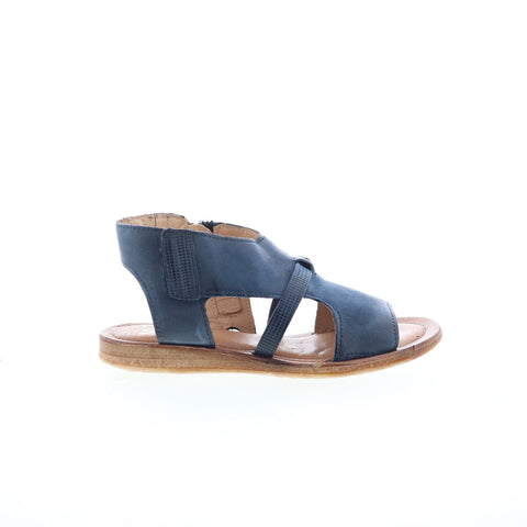Miz Mooz Finnley Womens Blue Leather Zipper Strap Sandals Shoes