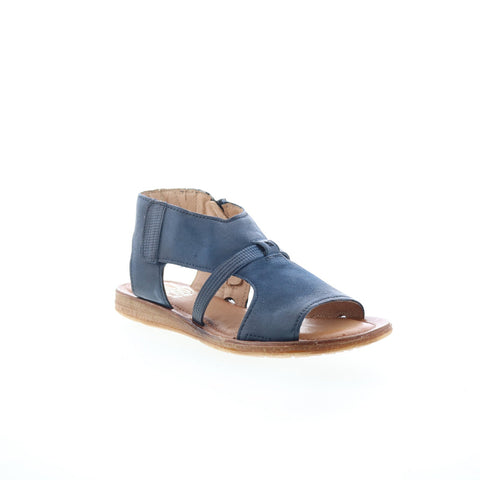 Miz Mooz Finnley Womens Blue Leather Zipper Strap Sandals Shoes