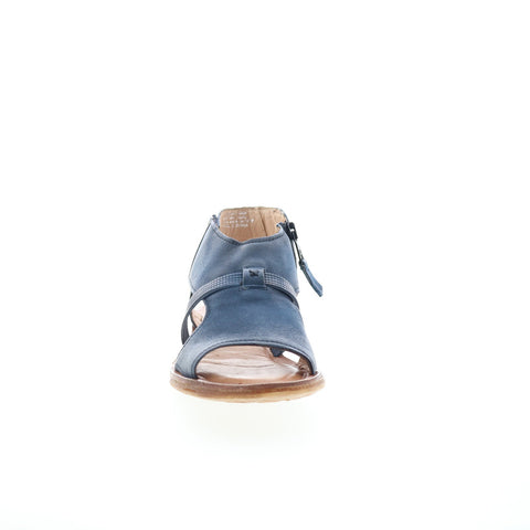 Miz Mooz Finnley Womens Blue Leather Zipper Strap Sandals Shoes