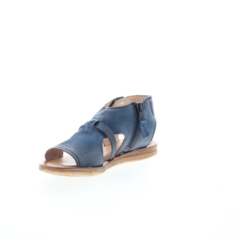 Miz Mooz Finnley Womens Blue Leather Zipper Strap Sandals Shoes