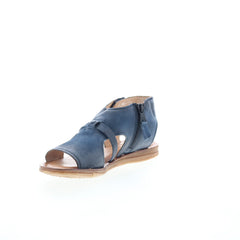 Miz Mooz Finnley Womens Blue Leather Zipper Strap Sandals Shoes
