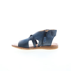 Miz Mooz Finnley Womens Blue Leather Zipper Strap Sandals Shoes