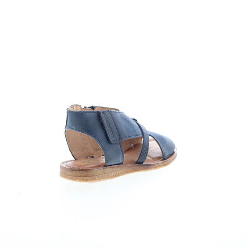 Miz Mooz Finnley Womens Blue Leather Zipper Strap Sandals Shoes