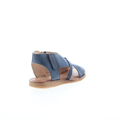 Miz Mooz Finnley Womens Blue Leather Zipper Strap Sandals Shoes