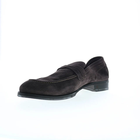 Di Bianco Firenze Suede SC546 Mens Black Loafers & Slip Ons Penny Shoes